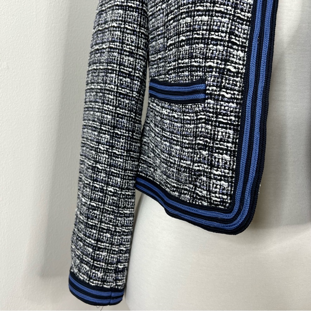 Rafaella | Petite Blue and White Tweed Blazer Jacket Coat